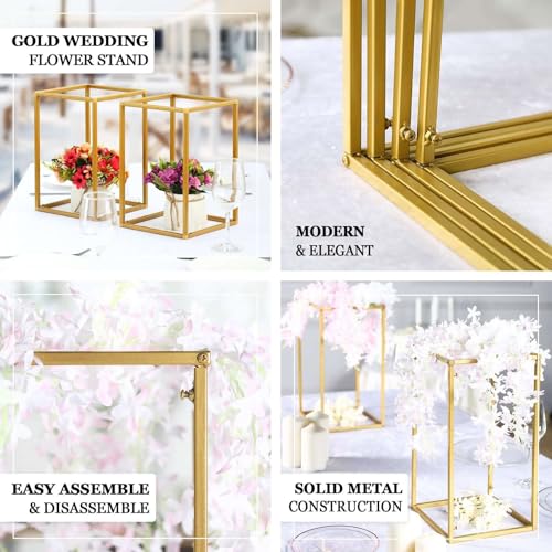 Efavormart 2 Pack - 48" Matte Gold Metal Wedding Flower Stand, Geometric Centerpiece Vases - color: Gold, size: 48"Tall