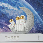 BUTILIVEEN Astronaut Decor Family Sculptures, Astronaut Family of 3 Figurines, Space Themed Bedroom Decor, Desktop Decor, Shelf Decor, Gifts for Space Lovers, Gold Astronaut Home Deocr - style: Family of 3