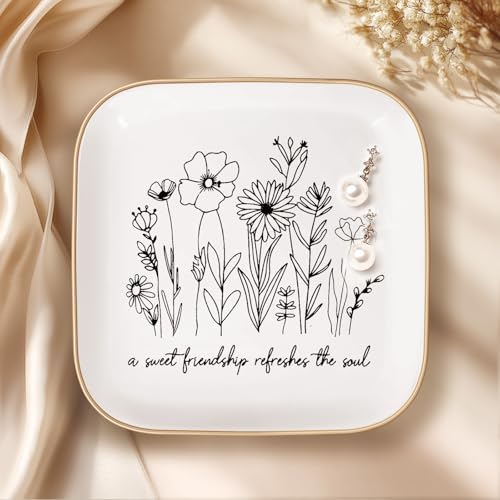 Mothers Day Gifts - A Sweet Friendship Refreshes The Soul - JewelryTray, Friendship Gifts for Women, Bible Verse Jewelry Dish, Christian Gifts Jewelry Dish, Best Friend Birthday Gifts for Women - style: Friendship