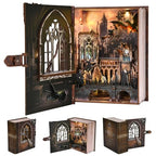 CCCDF Book Nook Kit, DIY Miniature Dollhouse Magic Book for Adults and Teens, 3D Wooden Puzzle Bookends with Sensor Led Light, Gifts for Family, Friends (Introduction to Magical Flight) - style: Introduction to Magical Flight