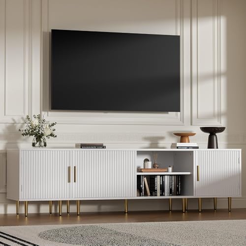 Housoul TV Consoles for Living Room, TV Stand with Storage, Entertainment Center for Up to TV 71",Modern Television Stands,TV Cabinet, TV Table for 50/60/70/80 Inch TV for Living Room, Bedroom, White - color: White, size: 71" L