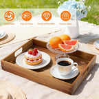 Serving Trays - 2 Pack, Acacia Wood Serving Platters with Ergonomic Handles, Versatile Rustic Decorative Trays for Breakfast, Brunch, Dinner, Coffee Table, Party, Kitchen-L - size: 16"x11"x1.57" and 17"x12"x1.57"