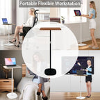 Small Laptop Standing Desk, Adjustable Height Pedestal End Table with Wooden Top, Portable Tall Side Table Workstation, Sit-Stand Desks for Bedside,Sofa,Couch, Living Room, Bedroom, Home Office, Brown - color: Rustic Brown