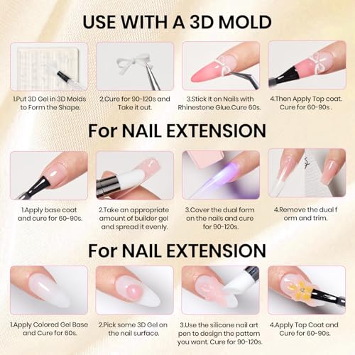Beetles 3D Gel Nail Art & 3D Mold Pastel Playland-2 Pcs Clear Solid Builder Gels Non-Sticky Sculpting with Dual-Ended Sculpture Pen & 24 Pcs Dual Froms,Beginner Friendly DIY at Home,UV LED Lamp Needed - color: 0-2- 2 Pcs Clear Solid Builder Gels