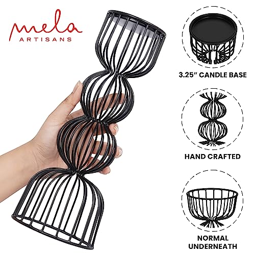 Lainon Candle Holders for Pillar Candles (Black, Set of 3) - Hand Crafted Black Metal Candle Holder Set - Metal Candle Holders Pillar for Table Centerpiece - Modern Candle Stand - 6", 9", 12" - color: Metal - Black