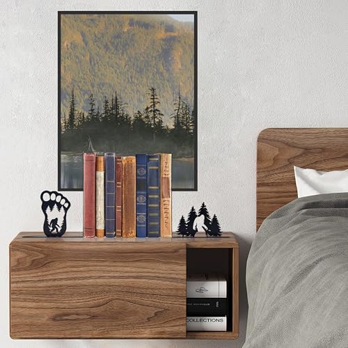 Bigfoot Decor Unique Bookends – Eye-Catching Sasquatch Gifts for Bigfoot Enthusiasts - Decorative Bookends for Shelves – Fun Bookends for Kids – Versatile Black Book Stopper to Hold Books
