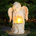 Angel Statue Outdoor Decor, Angel Gardening Gifts with Solar LED Lights - style: Lotus
