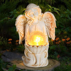 Angel Statue Outdoor Decor, Angel Gardening Gifts with Solar LED Lights - style: Lotus