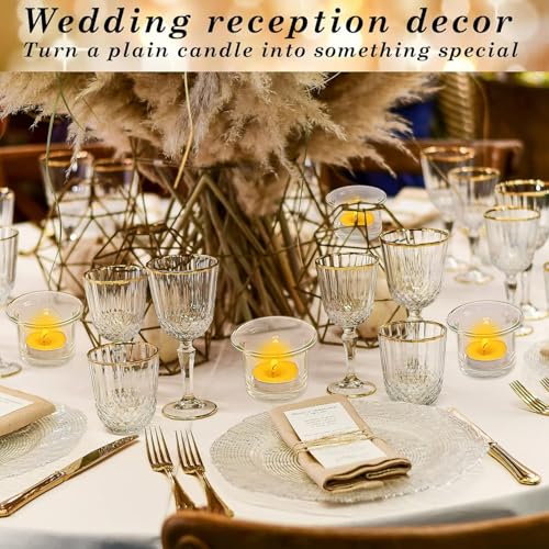 Tealight Candle Holder Set of 12,Glass Votive Candle Holders,Clear Tea Light Holders Bulk for Wedding Holiday Birthday Party Dinner & Home Decor