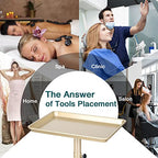 Salon Tray, Champagne Gold Salon Rolling Tray, Salon Service Tray Cart with Adjustable Height, Salon Tray on Wheels, Ideal Use As Tattoo Tray&Deantal Tray, No-Rusting - color: Champagne Gold