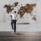 AWESOMETIK WALNUT 3D World Wood Map | 3D Wood Map of the World Easy Installation with Double Sided Tape Includes Add Ons Premium Durable Plywood Ideal for Home and Office Decor M, L, XL