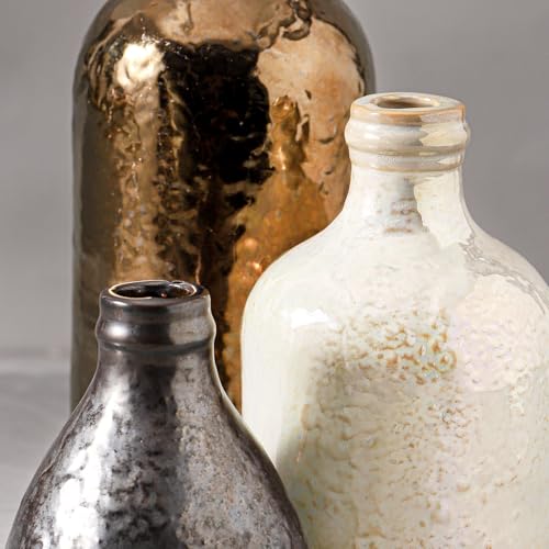 Ceramic Vase Set of 3 | Decorative Vases Home Decor | Flower Pampass Boho Modern Neutral Vase for Living Room, Table, Mantel, Entryway, Bookshelf, Kitchen, Bedroom, Bathroom - Multicolor - color: 009-multicolor Brown