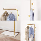 Metal Gold Coat Racks, Standing Coat Rack with Heavy Base, Modern Coat Tree with Crossbar and 3 Hooks, Entryway Coat Racks for Handbags, Clothing.(67inch) - size: 67in-std
