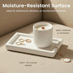 MaisoNovo White Bathroom Tray Countertop - 7.4x5.1 inch Handcrafted Ceramic Kitchen Tray for Soap Bottles, Perfume, Jewelry - Moisture Resistant - Rectangle Bathroom Dish with 4 Anti-Slip Pads - color: White Ceramic Tray