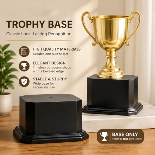 Chunful Wood Base Trophy Base DIY Square Stand Blank for Trophies Awards Trophies Figurines Cups Display Stand - color: Glossy Black, size: 6.5" X 6.5" X 5"