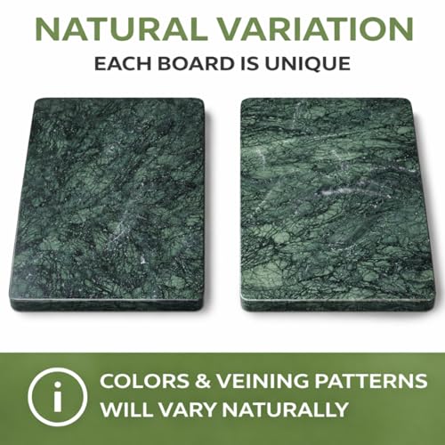 Marble Cheese and Pastry Board 16 x 12 Inch – Natural Carrara Marble Cutting Board and Serving Tray for Dough, Bread, Pizza, Charcuterie – Heavy, Non-Slip, Gift-Ready. - color: Green, size: 16"L x 12"W