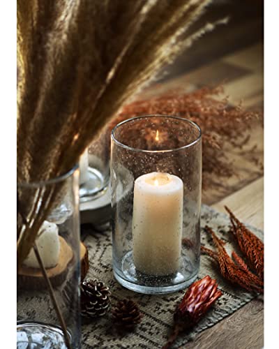 ARIAMOTION Hurricane Candle Holder for Pillar Glass Cylinder Vase Modern Rustic Centerpiece Clear Seeded Home Decor for Kitchen Table Living Room 8" H 1 Pack - color: Bubbles Clear, size: H8" Set of 1