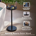 BLUEWEST Drink Table, 22" Tall Compact Side Table with Phone Slot and Weighted Base, Durable Pedestal Table Accent for Living Room, Bedroom, or Office, Cocktail and Martin (1, Black) - color: Black