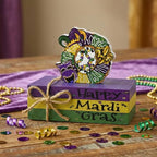 Smile Mardi Gras Wooden Decor, Wreath Mask & Fleur - de - Lis Books, Mardi Gras Indoor Decoration - style: Mask