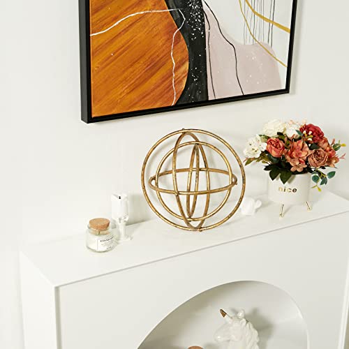 HLQMFHT 8 inches-Golden Iron Sphere,Foldable Geometric Sculpture Decorative Sphere,Tabletop Decorations for Living Room, Study，Bedroom，Modern Home Decor Accents - color: Gold-b