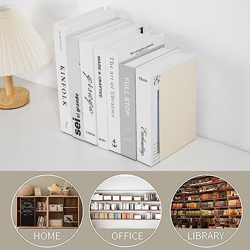 Metal Book Ends Bookend for Shelves Book Holder - color: Beige