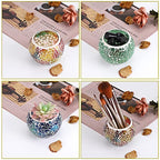 OwnMy 6PCS Mosaic Glass Tealight Holders: Round Votive Candle Holders & Stands for Table Centerpieces, Multicolor Glass Mosaic Tealight Holders, Small Potted Plant Bowl Candle Vases - color: Multicolor Set