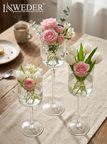 Tall Glass Candle Holder: Long Stem Floating Candle Holders for Tealight Votive and Pillar Large Clear Centerpieces for Wedding Table Party Home Set of 3