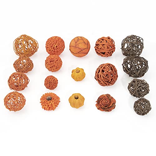 ANDALUCA Orange Decorative Vase Filler Bag with Mini Pumpkins, Orbs, Balls & Flowers Bowl Filler Decor (Pumpkin Orange) - color: Pumpkin Orange
