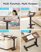 BIZUM Small Electric Standing Desk Bedside Table with Hidden Wheels 31.5 x 15.8 Inch Adjustable Computer Laptop Office Desk, Walnut - color: Walnut