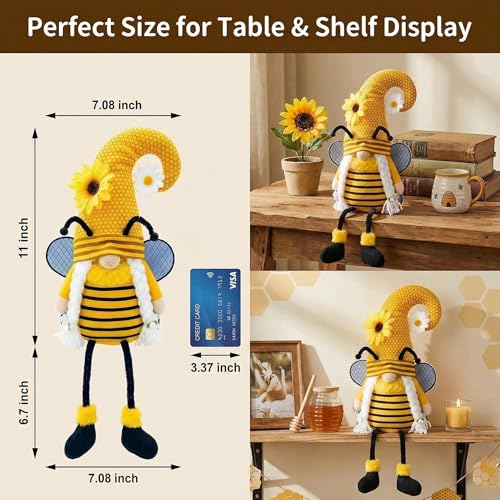 Spring Decorations for Home, Office, Indoor - Yellow Honey Bumble Bee Sunflower Plush Gnomes Doll - Summer Gnome Gifts Ideas for Women - Bee Stuffed Sitters - Unique Housewarming Gifts for New Home - color: Spring-bee