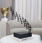 Modern Minimalist Abstract cast Iron Climbing Figures Sculpture, Black Metal Art Statue, Desktop Office Decor