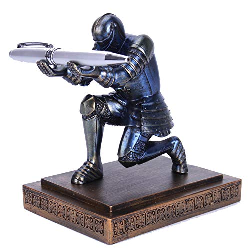 Resin Soldier Executive Pen Holder Desk Organizer Cool Pen Stand Home Decor Resin Pencil Holder with a Pen for Men as Gift (Blue) - color: Blue