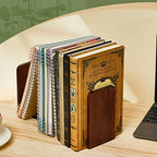 Eaasty 4 Pairs Wooden Bookends for Heavy Books, Walnut Wood Book Holders, Sturdy Non-Skid Book Stops for Shelves and Office Desk, 5.2 x 3.2 x 4.2 Inches