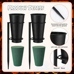 2 Sets Metal Cemetery Flower Vase with Stake for Grave, Flower Holder in Base Graveyard Vase with Floral Foam for Grave Decoration, Black