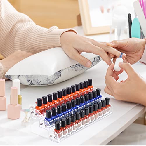 BTremary 3 Packs Clear Nail Polish Organizer Holder Shelf Rack, Acrylic Display Stand For Sunglasses Paint Essential Oils, Makeup Holder, Nail Poliahes Storage to 36 Bottles (Fit 1-2oz Bottles) - size: 3 Tiers Tabletop Rack