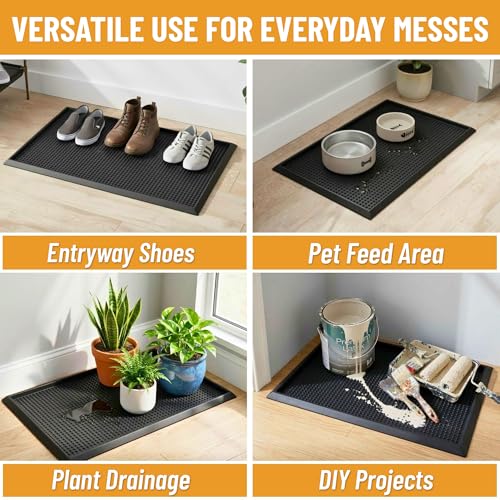 Ottomanson Indoor/Outdoor Boot Tray Non-Slip Doormat Modern Entryway Mat for Entryway Patio Backyard Garage, 18" x 28", Black - color: Black, size: 1'6" x 2'4" (Tray)