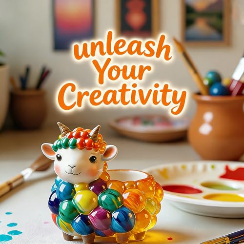 1Pc Cute Sheep Silicone Jar Mold 3D Lamb Shaped Resin Planter Mold for Concrete Casting Epoxy Candle Holder Desk Pen Cup DIY Plaster Art Home Decor Makeup Brush Handmade Gifts - color: Sheep Resin Mold