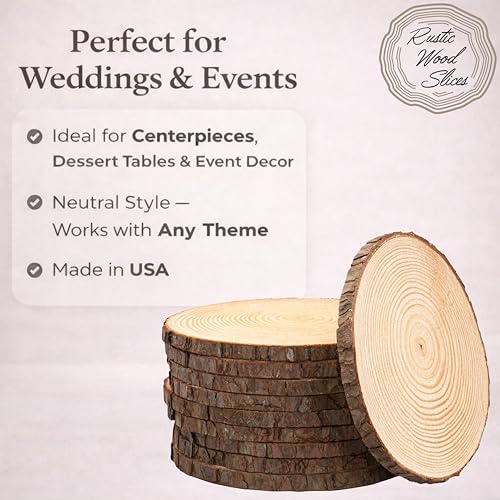 Set of (10) 7-9 inch Wood Slices for centerpieces, Arts and Crafts, and Rustic Home Decor! Wood Slice centerpieces, Wood Rounds, Tree Slices (Small 7-9 inch) - size: Set of 10 Small (8-9")