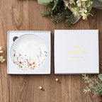Crisky Initial Jewelry Tray Ring Dish & Gift Box, Ceramic Flower Trinket Dish for Rings Earrings Necklaces Keys, Bridal Shower Engagement Birthday Gift for Women, Friends 4.57" (Gold Foil S - style: Initial S
