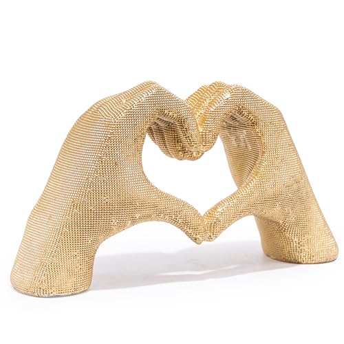 HodaoModern Golden Abstract Human Face Sculpture Creative Artistic Ornament with a Palm Covering The Face High-end Decorative Item for The Entrance Hall Office Housewarming Gift Modern (Black) - color: Heart Shape