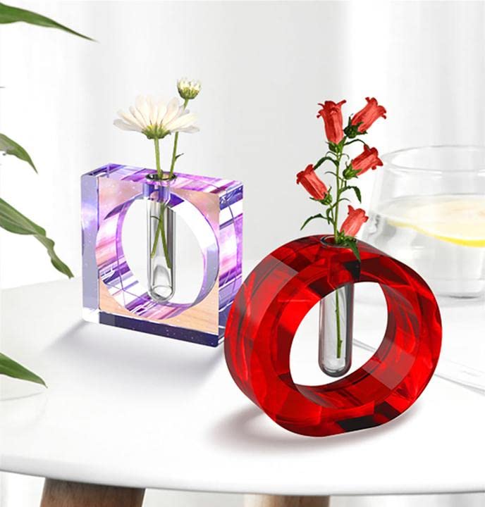 Resin Molds for Vase YIRUZWRD Silicone Mold Epoxy Resin Mold for Plant Propagation Station Resin Casting Vase Mold with 9 Test Tubes for Hydroponic Plants Flowers - color: 3 vase mold 9 tubes