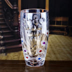 Unique Hand Painted Colorful Peacock Shaped Crystal Glass Vase-11 inch Tall. - color: Colorful