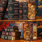 TOYQI Book Nook Kit, Book Nook Kits for Adults, DIY Miniature Dollhouse Kit 3D Wooden Puzzle Booknook Bookend with LED Light - style: TWILIGHT COTTAGE