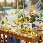 Vercraft 11 Pcs Lemon Table Decorations Set Lemon Tiered Tray Decor Summer Wooden Top Farmhouse Rustic Wooden Coffee Table Centerpieces for Home Kitchen Office Decorations - style: Lemon