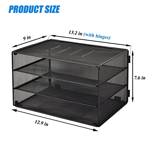 EASEPRES 3 Tier Mesh Desk Organizer Tray, File Paper Letter Folder Holder Desktop Paper Sorter Mail Organization Rack Storage Accessories, for Office Home School Classroom, Black - color: 3 Tier Black