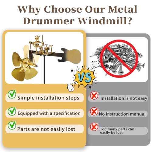 Handmade Metal Drummer Windmill, Wind Spinner Metal Rock Band Wind Mill for Yard and Garden, Wind Spinners Outdoor Music Figurines and Statues - size: Drummer