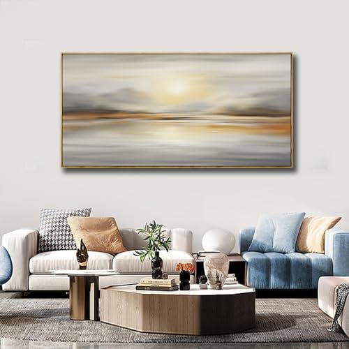 Framed Wall Art Abstract Seascape Canvas Printing Wall Decor Artwork for Living Room Bedroom Dining Room Home Office Decor 20x40inch - color: Grey, size: 20"L x 40"W