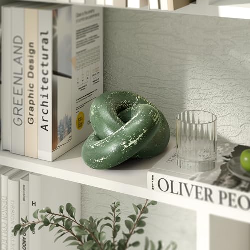 EOSAHR Rustic Decor Pine Wood Knot Wooden Chain Link Accent for Coffee Table, Office Decor & Dining Table Simple Modern Desk Decor for Warm Home Office (Green) - color: Green