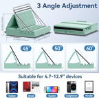 KDD Tablet Pillow Holder, Foldable iPad Stand for Lap, Bed and Desk -Tablet Soft Pad Dock with Pocket & Stylus Mount Compatible with iPad Pro 12.9, 10.5, 9.7 Air Mini 6 5 4 3, E-Reader - color: Green