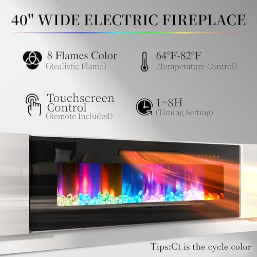 AMERLIFE Fireplace TV Stand with 40" Fireplace, 80" Modern Fireplace Entertainment Center LED Lights, 2 Tier TV Console Cabinet for TVs Up to 90", Ivory White - color: White & Black, size: 80"